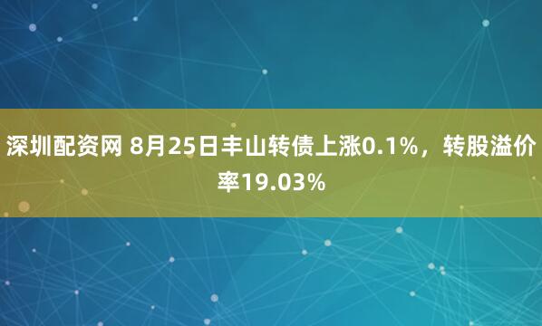 深圳配资网 8月25日丰山转债上涨0.1%，转股溢价率19.03%