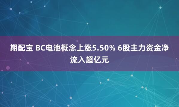 期配宝 BC电池概念上涨5.50% 6股主力资金净流入超亿元